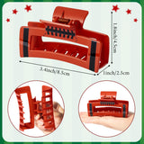 PANTIDE 4Pcs Football Hair Claw Clips for Women Girls - Sport Game Day Rectangle Nonslip Clips Hair Accessories for School Daily Football Party Favor Gifts Strong Hold for Thin Thick Curly (Red Black)