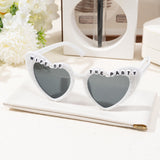 PANTIDE Wife Of The Party Sunglasses - Rhinestone Pearl Heart Shaped Sunglasses, Bachelorette Bridal Shower Party Favors Glasses Accessories, Eyewear Jewelry Gift for Bride Bridesmaid Women (White)