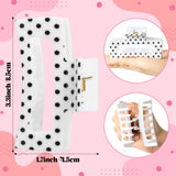 PANTIDE 4Pcs Polka Dot Hair Claw Clips for Women Girls - Red Black White Pink Rectangle Nonslip Banana Hair Clips, Thin Thick Short Long Curly Updos Buns Ponytails Accessories, Birthday Party Gifts