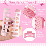 PANTIDE 4Pcs Breast Cancer Awareness Hair Claw Clips for Women Girls - Pink Ribbon Rectangle Nonslip Clips Hair Accessories Awareness Month Group Events Inspiring Party Favors Small Gifts