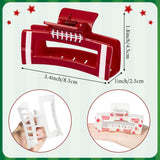 PANTIDE 4Pcs Football Hair Claw Clips for Women Girls - Sport Game Day Rectangle Nonslip Clips Hair Accessories for School Daily Football Party Favor Gifts Strong Hold for Thin Thick Curly (Red Gold)