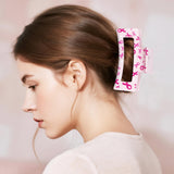 PANTIDE 4Pcs Breast Cancer Awareness Hair Claw Clips for Women Girls - Pink Ribbon Rectangle Nonslip Clips Hair Accessories Awareness Month Group Events Inspiring Party Favors Small Gifts