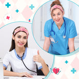 PANTIDE Nurse Jeweled Knotted Headband - Christmas Nurse Day Gift Medical Mask Rhinestone Crystal Pearl Embellished Headband Wide Top Knot Hair Accessories for Doctor Nursing Student Women Girl (Pink)