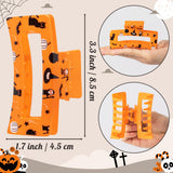 PANTIDE 4Pcs Halloween Hair Claw Clips for Women Girl - Spooky Spider Pumpkin Ghost Witch Hat Rectangle Nonslip Banana Hair Clips, Thin Thick Short Long Curly Accessories, Halloween Costume Party Gift