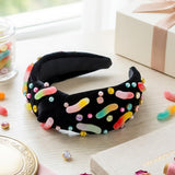 PANTIDE Colorful Gummy Worms Jeweled Knotted Headband for Women Girls