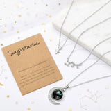 PANTIDE 3Pcs Sagittarius Zodiac Crescent Moon Layer Necklace for Women Girl