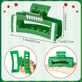 PANTIDE 4Pcs Football Hair Claw Clips for Women Girls - Sport Game Day Rectangle Nonslip Clips Hair Accessories for School Daily Football Party Favor Gifts Strong Hold for Thin Thick Curly (Green)