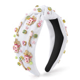 PANTIDE Golf Jeweled Knotted Headband for Women Girls (White)