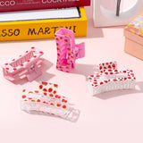 PANTIDE 4Pcs Strawberry Hair Claw Clips for Women Girls - Cute Fruit Rectangle Nonslip Clips Hair Accessories Aesthetic Barrettes for School Daily Party Favor Small Gifts Strong Hold