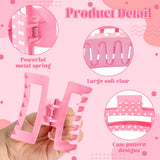 PANTIDE 4Pcs Polka Dot Hair Claw Clips for Women Girls - Red Black White Pink Rectangle Nonslip Banana Hair Clips, Thin Thick Short Long Curly Updos Buns Ponytails Accessories, Birthday Party Gifts