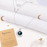 PANTIDE 3Pcs Aquarius Zodiac Crescent Moon Layer Necklaces for Women Girls
