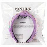 PANTIDE Purple Floral Rainbow Jeweled Knotted Headband for Women Girls