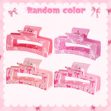 PANTIDE 8Pcs Coquette Pink Bow Hair Claw Clips for Women Girls - Cute Bow Preppy Trendy Rectangle Nonslip Hair Clips, Thin Thick Short Long Curly Accessories, Birthday Bachelorette Wedding Gift