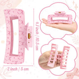 PANTIDE 4Pcs Coquette Pink Bow Silicone Hair Claw Clips for Women Girls