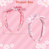 PANTIDE 2Pcs Bow Knotted Headband for Girls Kids - Floral Flower Heart Headband Thin Top Knot Non Slip Fashion Hairband Hair Accessories, Summer Birthday Back To School Gift for Toddlers (Pink)