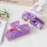 PANTIDE 2Pcs Music Hair Claw Clips for Women Girls - Singer Fans Gift Guitar Rhinestone Large Rectangle Nonslip PVC Hair Claw, Thin Thick Short Long Curly Accessories, Birthday Back To School Gift