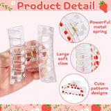 PANTIDE 4Pcs Strawberry Hair Claw Clips for Women Girls - Cute Fruit Rectangle Nonslip Clips Hair Accessories Aesthetic Barrettes for School Daily Party Favor Small Gifts Strong Hold