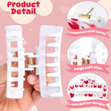 PANTIDE 8Pcs Valentine's Day Hair Claw Clips for Women Girls - Conversation Heart Candy Rectangle Nonslip Banana Acrylic Hair Clips, Thin Thick Short Long Curly Accessories, Valentines Birthday Gift