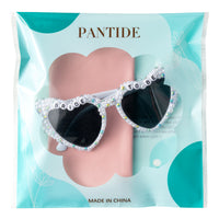 PANTIDE Bride To Be Sunglasses - Rhinestone Pearl Heart Shaped Sunglasses, Bachelorette Bridal Shower Wedding Engagement Party Favors Glasses Accessories, Jewelry Gift for Bridesmaid Women (White)