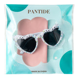 PANTIDE Bride To Be Sunglasses - Rhinestone Pearl Heart Shaped Sunglasses, Bachelorette Bridal Shower Wedding Engagement Party Favors Glasses Accessories, Jewelry Gift for Bridesmaid Women (White)