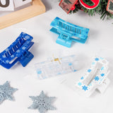 PANTIDE 4Pcs Snowflake Hair Claw Clips for Women Girl - Winter Snow Blue White Rectangle Nonslip Banana Hair Clips, Thin Thick Short Long Curly Accessories, Christmas Holiday Party Gift