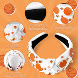 PANTIDE Basketball Jeweled Knotted Headband - Sports Pearl Rhinestone Embellished Headband Non Slip Wide Top Knot Costume Hairband Hair Accessories Game Day Birthday Gift for Women Girls (White)