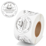 PANTIDE Farm Fresh Eggs Carton Labels Stickers - 500 Count Unwashed Eggs Packaging Adhesive Round Decal Roll, Market Egg Handling Sticker Collected Date for Chicken Quail Duck (2 x 2 Inch, White)