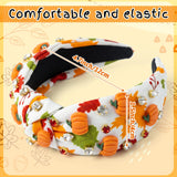 PANTIDE Fall Thanksgiving Pumpkin Jeweled Knotted Headband for Women Girls