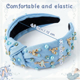 PANTIDE Blue Ballerina Jeweled Knotted Headband for Dancer Women Girls