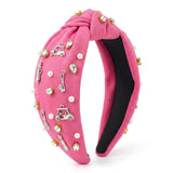 PANTIDE Golf Jeweled Knotted Headband for Women Girls (Pink)