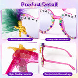 PANTIDE Mardi Gras Carnival Queen Sunglasses - Rhinestone Crown Feather Heart Shaped Sunglasses, Carnival Parade Masquerade Outfits Party Favors Glasses Accessories, Jewelry Gift for Women
