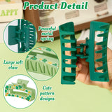 PANTIDE 4Pcs St. Patrick's Day Hair Claw Clips for Women Girls - Green Shamrock Irish Clover Lucky Rectangle Nonslip Banana Hair Clips, Thin Thick Short Long Curly Accessories, Holiday Party Gift