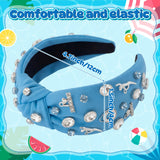 PANTIDE Swimming Jeweled Knotted Headband for Swimmer Women Girls (Blue)