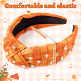 PANTIDE Fall Jeweled Knotted Headband - Thanksgiving Day Gift Hair Accessories Pearl Rhinestone Embellished Headband Autumn Fashion Hairband Birthday Wedding for Women Girl (Orange)