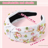 PANTIDE Golf Jeweled Knotted Headband for Women Girls (White)