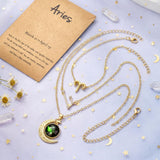 PANTIDE 3Pcs Aries Zodiac Crescent Moon Layer Necklaces for Women Girls