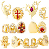 PANTIDE 8Pcs Gold Grillz for Teeth Halloween Hip Hop Jewelry Men Women
