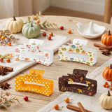 PANTIDE 4Pcs Fall Thanksgiving Pumpkin Floral Hair Claw Clip for Women Girl