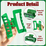 PANTIDE 4Pcs Football Hair Claw Clips for Women Girls - Sport Game Day Rectangle Nonslip Clips Hair Accessories for School Daily Football Party Favor Gifts Strong Hold for Thin Thick Curly (Green)