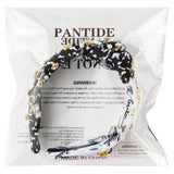 PANTIDE Teacher Jeweled Knotted Headband - Back to School Composition Notebook Rhinestone Pearl Embellished Headband Top Knot Hair Accessories Teacher Appreciation Gift For Women Girls (Black White)