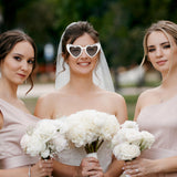 PANTIDE Wife Of The Party Sunglasses - Rhinestone Pearl Heart Shaped Sunglasses, Bachelorette Bridal Shower Party Favors Glasses Accessories, Eyewear Jewelry Gift for Bride Bridesmaid Women (White)