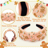 PANTIDE Christmas Gingerbread Man Jeweled Knotted Headband for Women Girls