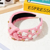 PANTIDE Dentist Jeweled Knotted Headband - Dental Hygienist Assistant Gift Teeth Rhinestone Embellished Headband Non Slip Wide Top Knot Hairband Hair Accessories Birthday Gift for Women Girls (Pink)