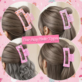 PANTIDE 4Pcs Christmas Pink Hair Claw Clips for Women Girl - Xmas Sweet Candy Cane Lollipop Tree Rectangle Nonslip Banana Hair Clips, Thin Thick Short Long Curly Accessories, Christmas Party Gift