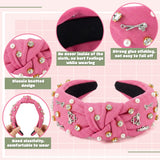 PANTIDE Golf Jeweled Knotted Headband for Women Girls (Pink)