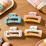 PANTIDE 4Pcs Ice Cream Hair Claw Clips for Women Girls - Summer Cute Sweet Candy Rectangle Nonslip Acrylic Hair Clip, Thin Thick Short Long Curly Accessories, Birthday Party Ice Cream Lovers Gifts
