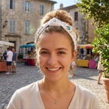 PANTIDE Traveller Jeweled Knotted Headband for Women Girls (White)
