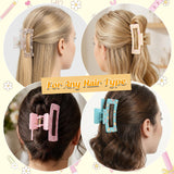PANTIDE 8Pcs Pencil Coquette Bow Hair Claw Clips for Women Girls - Back to School Daisy Plaid Rectangle Nonslip Acrylic Hair Clip, Thin Thick Short Long Curly Accessories, Party Birthday Teacher Gift