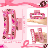 PANTIDE 12Pcs Breast Cancer Awareness Football Hair Claw for Women Girls