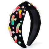 PANTIDE Colorful Gummy Worms Jeweled Knotted Headband for Women Girls
